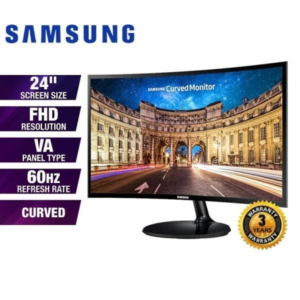 Brand New Samsung C24F390FHE Curved Screen 24-Inch Full HD LED LCD Monitor 1080p 16.7 Million Colours 5 ms HDMI VGA – 3 Years Samsung Warranty